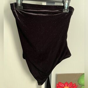 Strapless black gold glitter body suit